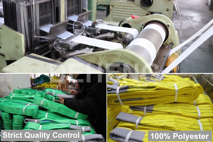 Factory Custom Heavy Duty Eye and Eye Polyester 1T 2T 3T 4T 5T 6T 8T 10T 12T Flat Webbing Sling Belt for Lifting Sling Straps