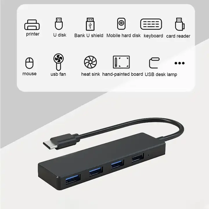 Adapter USB C HUB Type C 4 Port High Speed Multi USB Splitter PC Laptop