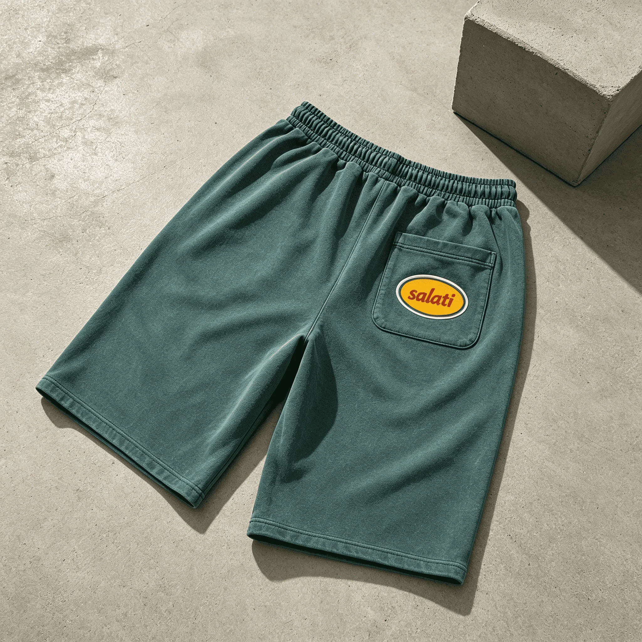 Custom LOGO Shorts Cobalt Blue Streetwear Drawstring DTG Sun Faded Shorts Acid Wash Sweatpants Men's Shorts gallery 4