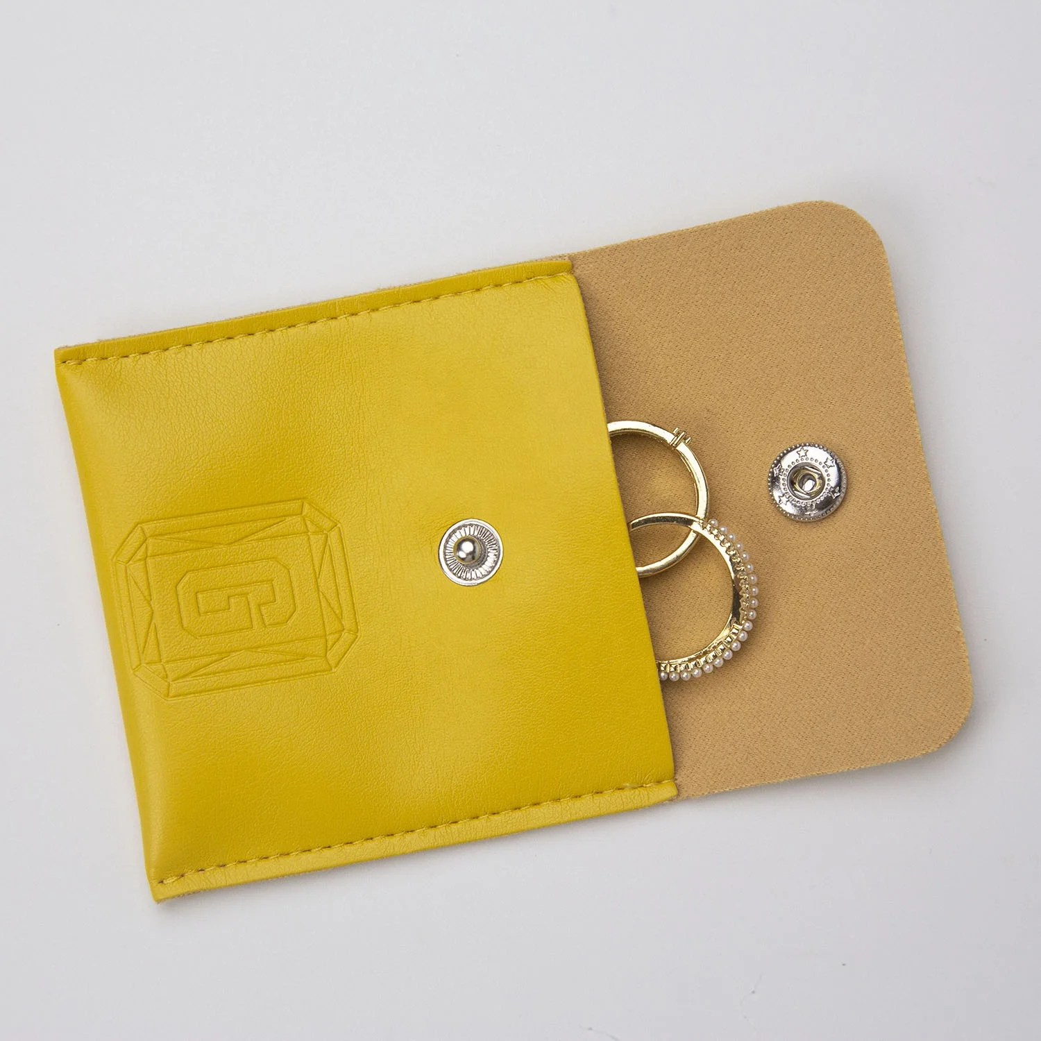 Pu Leather Jewelry Pouch With Debossed Logo Envelope Pu Jewelry