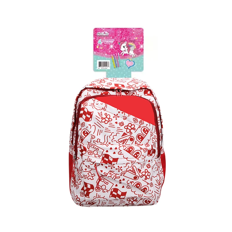 New Design Make Your Own Backpack Drawing Colorful Red Bag Kids Coloring Backpack