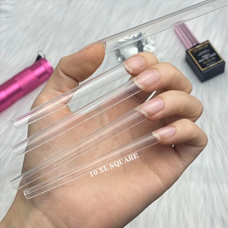 Extra Long 6XL 10XL Long Ballet False Nail Full Cover Clear/Natural Stiletto Press on Tips Xxxxxl Square Nail Tips Full Cover