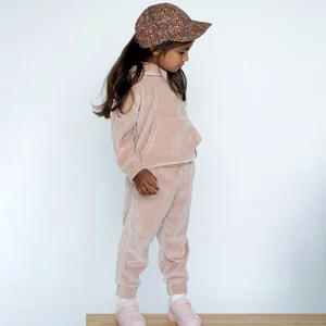 Wholesale Kids Tracksuit Velvet Hoodie and Pants Sets Toddler Little Girls Jogger Set