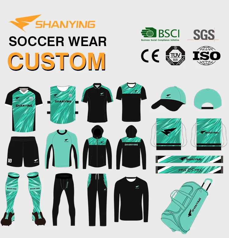High Quality Custom Logo Sublimated Team Training Kits Shorts Shirt Full Sets Uniforms Football Jerseys Soccer Jersey for Men