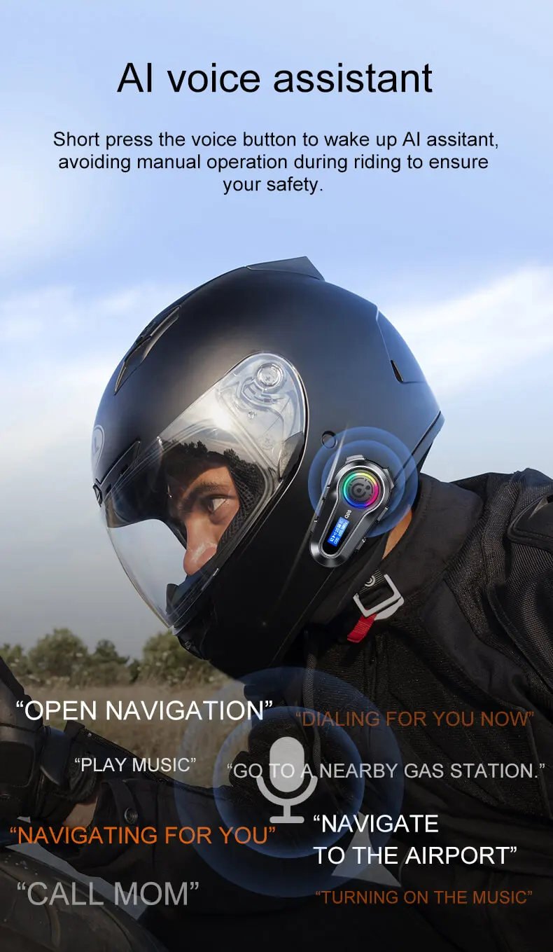 Q08 Noise Cancelling Stereo Helmet Wireless Headphones Riders Communication Earphones for Bike Ski Motorcycle Helmet