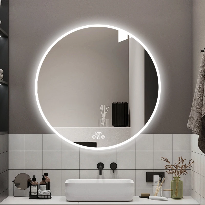 Simple Style Smart Makeup Mirror LED Bathroom Mirror Wall Mounted Bathroom Mirror with Touch Switch Light