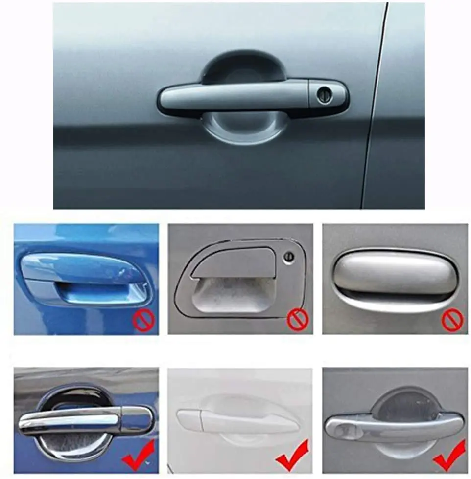 Emoyi 4 Clear Adhesive Car Door Handle Paint Scratch Protective Film Sticker Protector 
