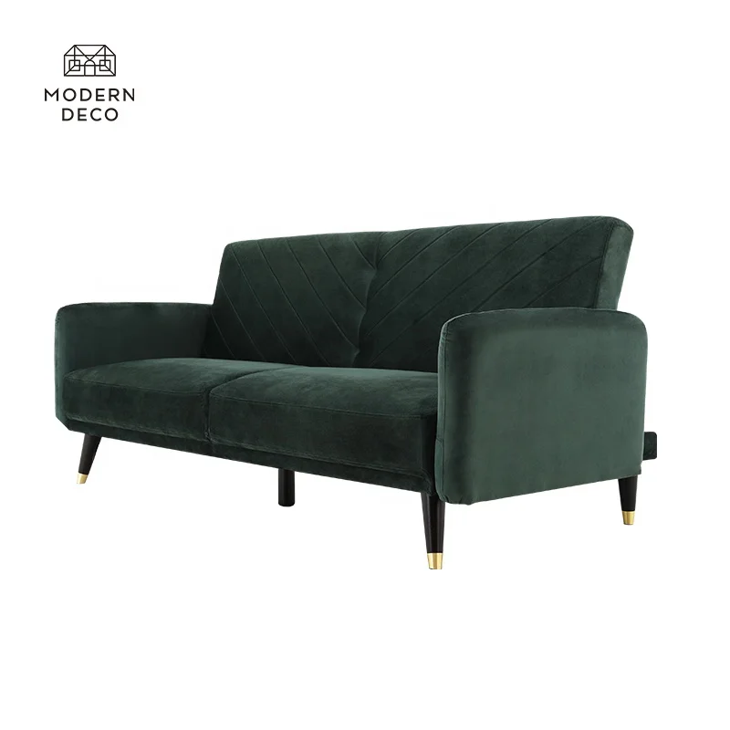 Ugoden futon pretvorni kanape moderna roza Zelena sametni krevet-sofa