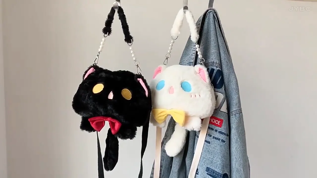 Black/Purple Demon Bunny One-Eyed Doll Chain-Decorated Gothic Lolita Crossbody Bag