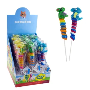 Hot Selling Colorful Trehalose Dinosaur Spiral Lollipop Fruity Flavor Lollipop Hard Candy