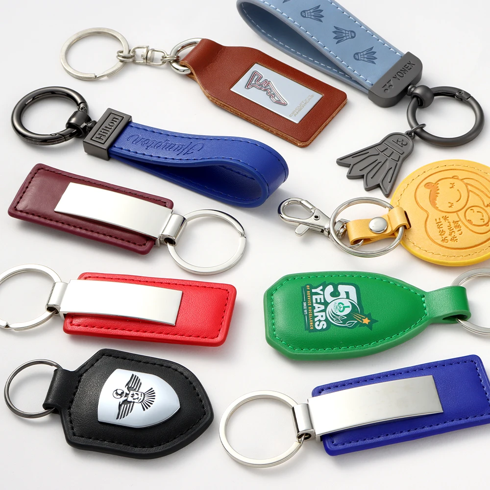 Custom Leather Key Chain Keyring Manufacturer Wholesale Bulk Handmade Car Brand Logo PU Custom Leather Keychain