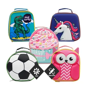 Customized EVA Lovely Cartoon Animal Mini Kids Insulated School Lunch Cooler Bag Soccer Thermal Lunch Box for Children