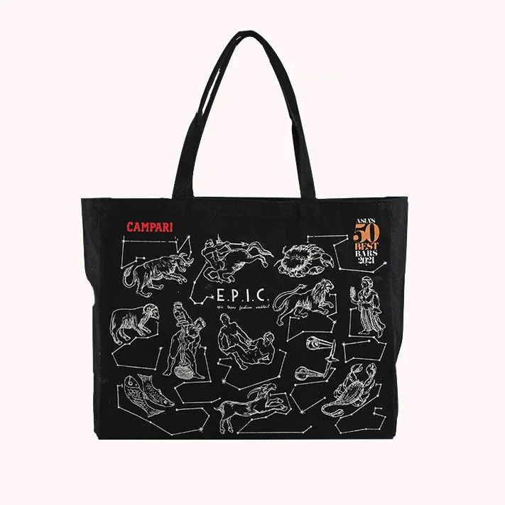 2023 Design Wholesale Fashionable Black Cotton Canvas Tote Bag