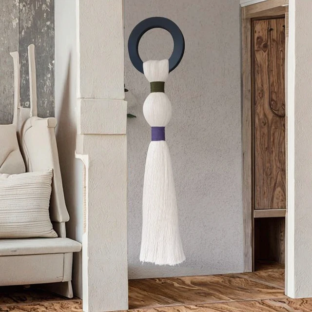 Cotton Macrame Wall Hanging Bohemian Tapestry Macrame Dream Catcher Round Wall Decor with Tassels Wall Art Tapestry