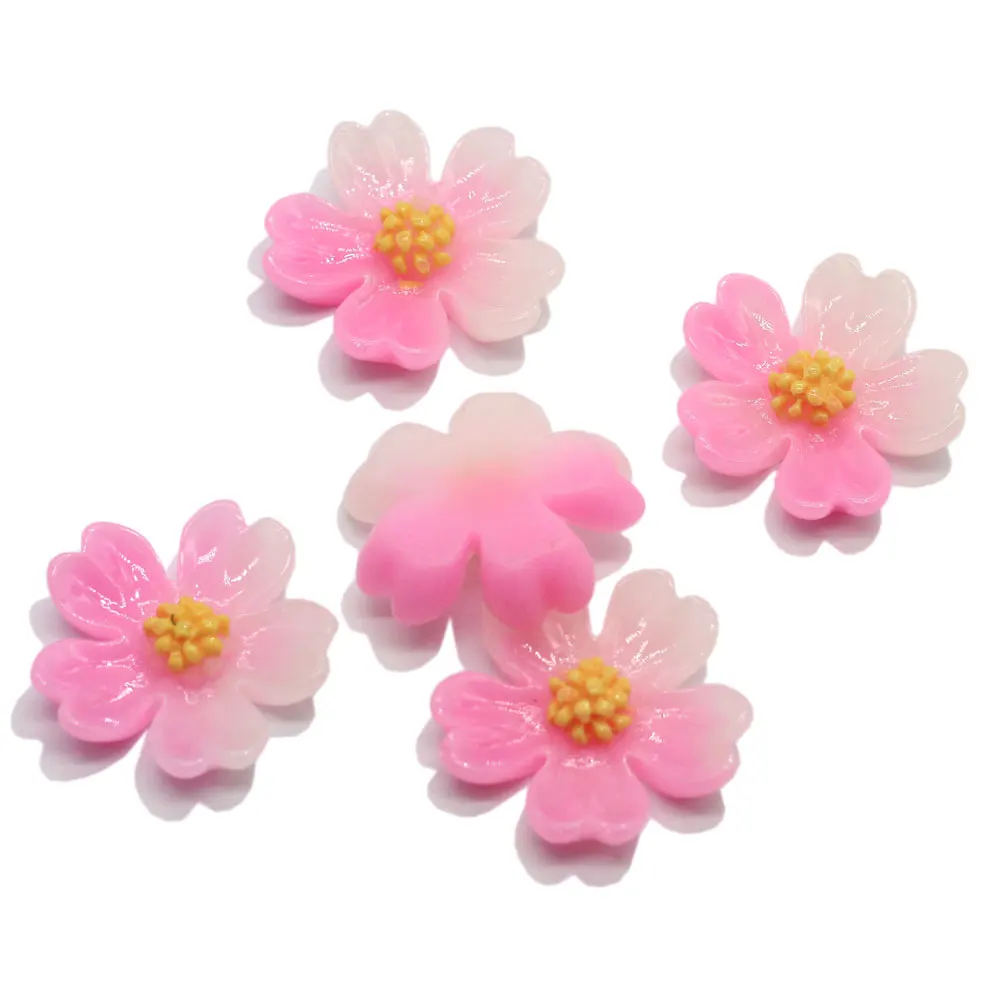 Gradient Colorful Flower Cherry Slime Filler Charms Simulation Cherry Blossom  Resin Beads Home Shoes DIY Ornament Accessory