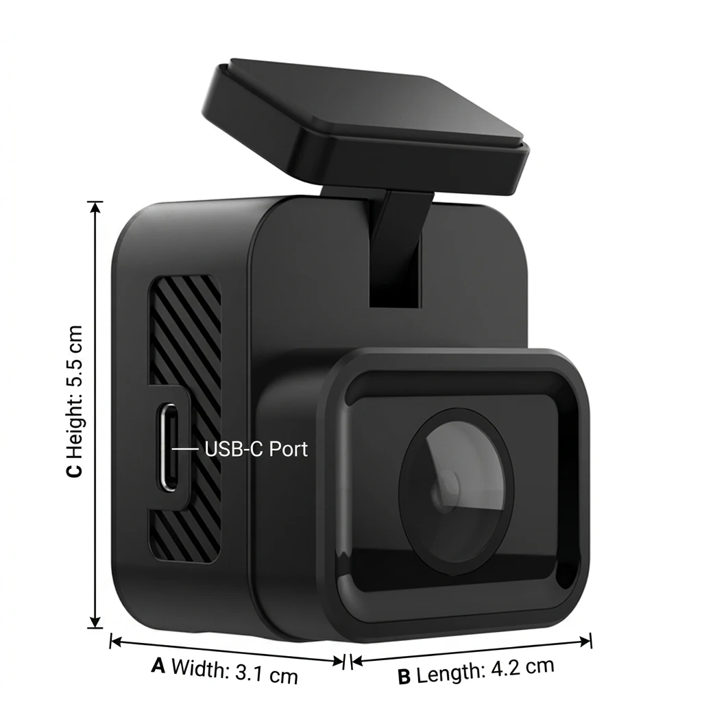 VIEVGUARB Mini 1080P WDR Night Vision Wide Angle WiFi Dash Cam with App Control and 1 Year Warranty