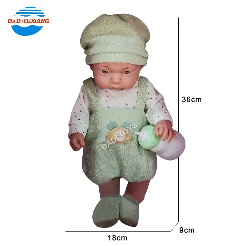 14 Inches Simulation Lifelike Realistic Infant Vinyl Boy Doll, Plastic Nipple Soother Accessory Doll Care Doll for Children