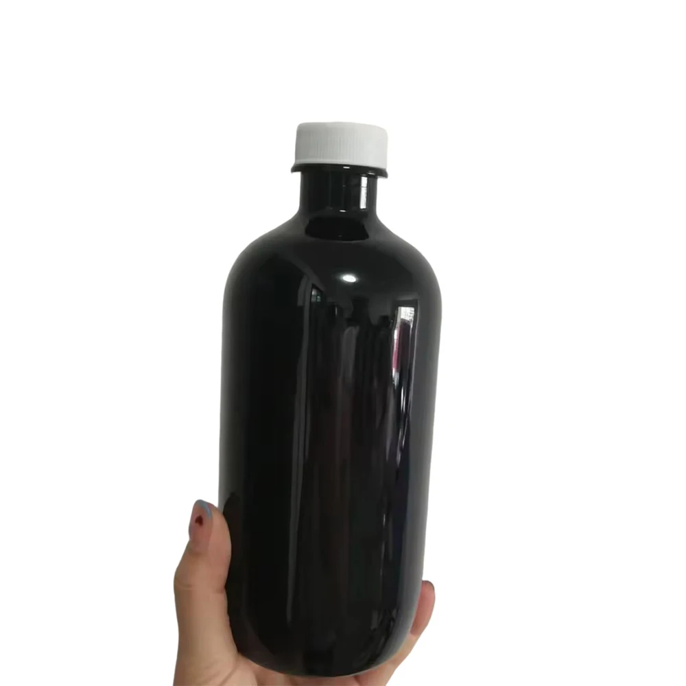 500ml Black Round PET Bottle for Liquid Medicine – Screw Cap Cough