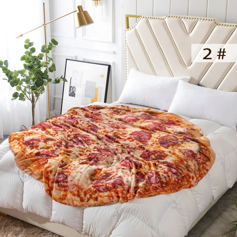 Funny Pizza Blanket Pepperoni Fleece Fabric Large 71
