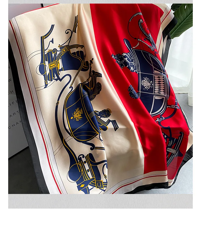 Оптовая продажа 2022, высококачественный Женский Роскошный дизайнерский шелковый шарф, женские шали, модный Шелковый головной платок с принтом лошади, шарфы