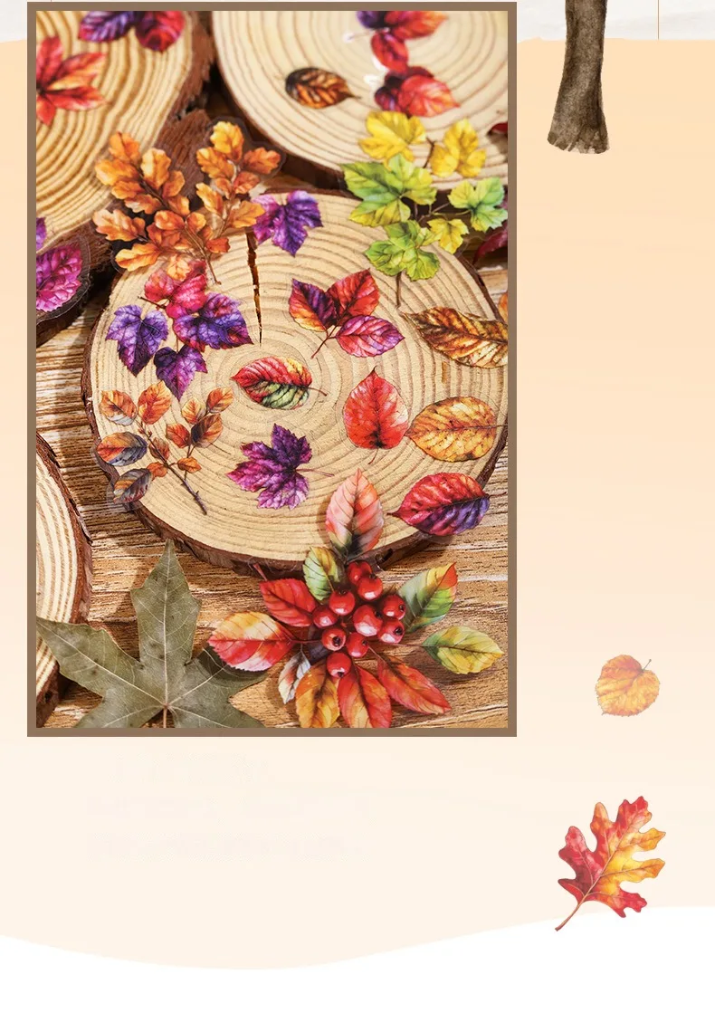 25 Stück PET-Aufkleber, Zweige, Blätter, Äste, DIY-Handbuch, Materialien, Paket, Schulbedarf, Scrapbooking, Schnitt 168 x 99 mm – Detail 4