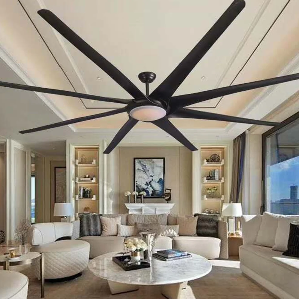 100 дюймовый большой Мощный ветер черный 8 ABS лопастей двигатель постоянного тока пульт дистанционного управления вентилятор потолок с