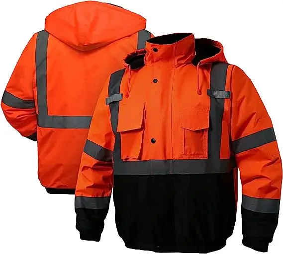 Unisex Reflective Safety Clothing Hi Vis Construction Motorcycle Traffic  Duty Jacket High Visibility Reflective Bomber Jacket