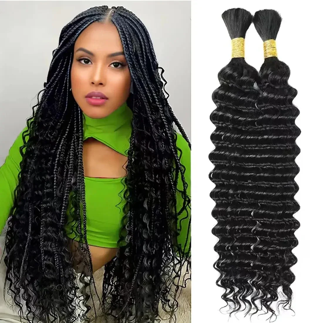 Deep Wave Bulk Hair Human Hair For Braiding Deep Curly Bulk Hair Extensions For Braids Bulk Hair Bundles No Weft Wholesale_voghion.com