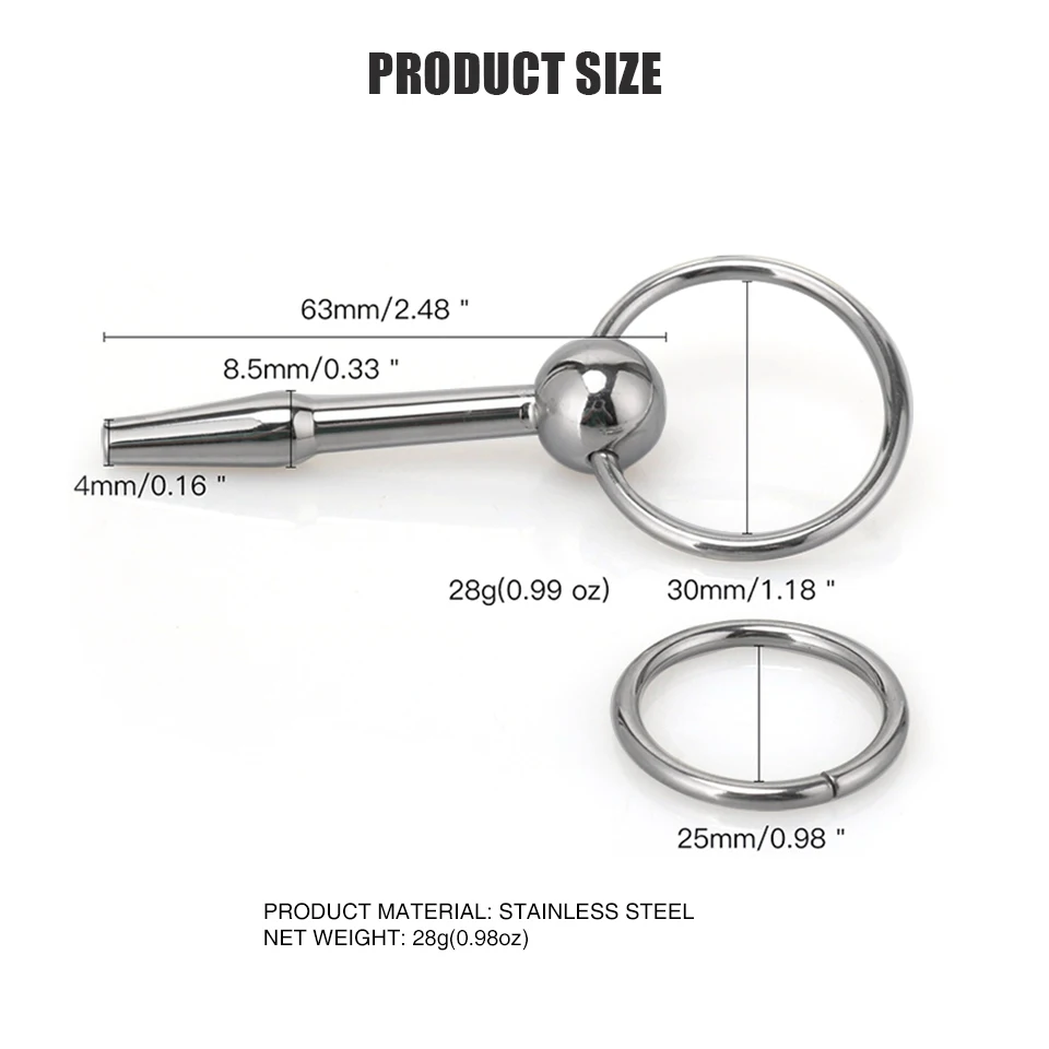 Stainless Steel Urethral Sound with Round Ring BDSM Penis Plug Sex Toys for Men Pain Pen Toys Bondage Gear Juguetes Sexuales