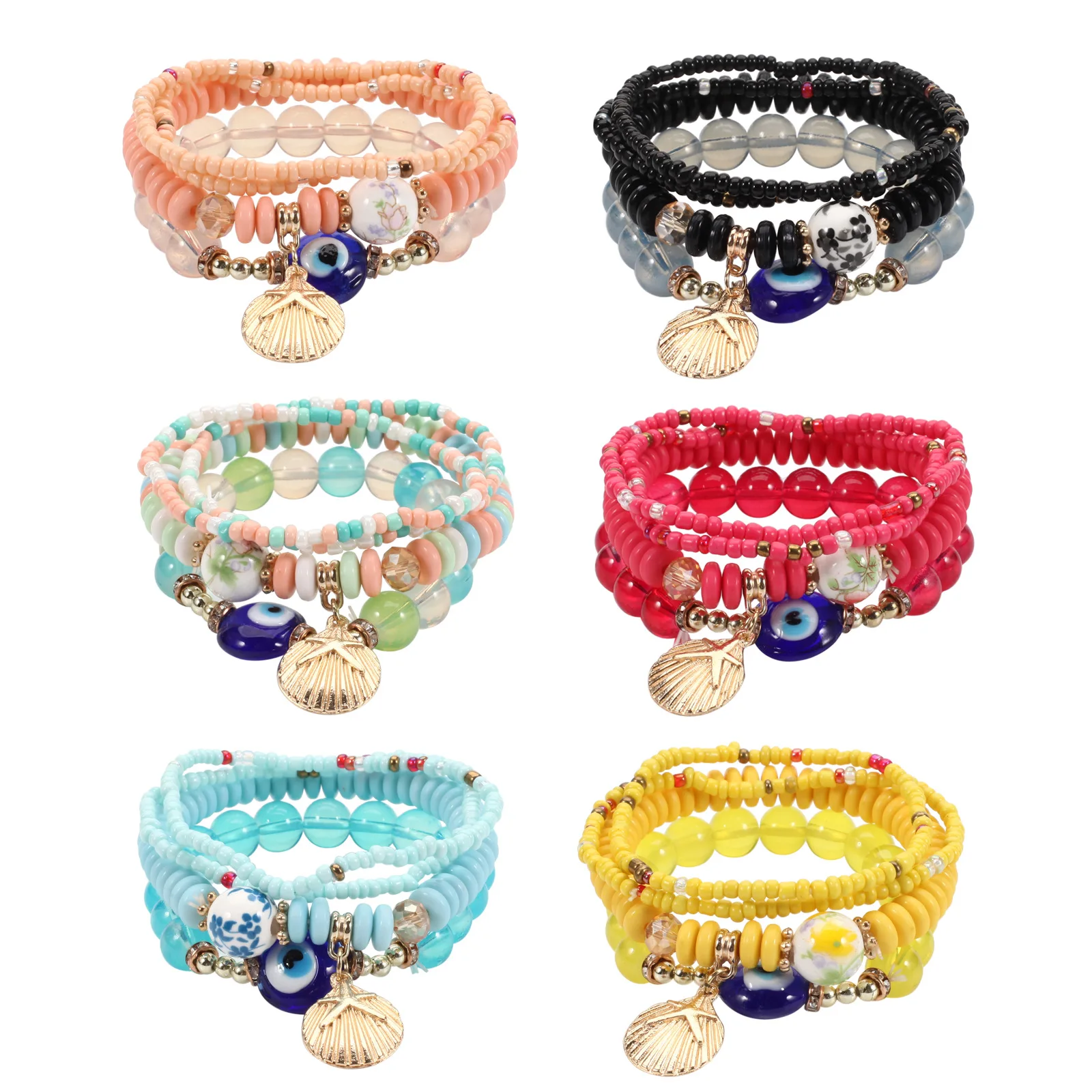 Bohemia Multilayer Crystal Stone Beads Charms Bracelets Colorful Rice Bead  - China Bracelet and Jewelry price