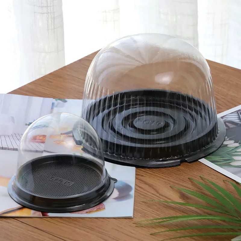 MT Products Plastic Cake Container With Clear Dome Cover 8" Round - Pack Of 5