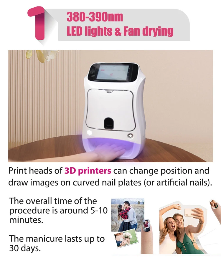 Portable Automatic 3D Digital AI Nail Art Printing Intelligent Smart Making Machine Printer 10 Seconds Printing