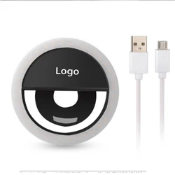 Customized Logo Portable Mini Clip On Cell Phone Selfie Flash Light Ring Selfie Fill Ring Light Phones Computer