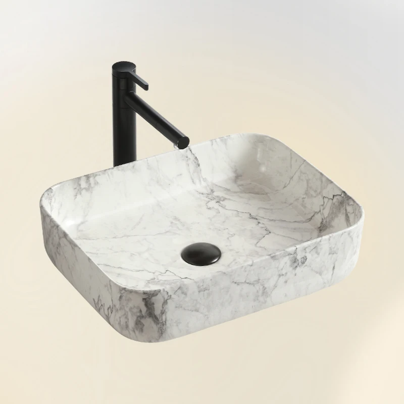 Decoration Small Rectangle Ceramic Bowl Sinks Countertop Marble Sink Wash Basin For Bathroom