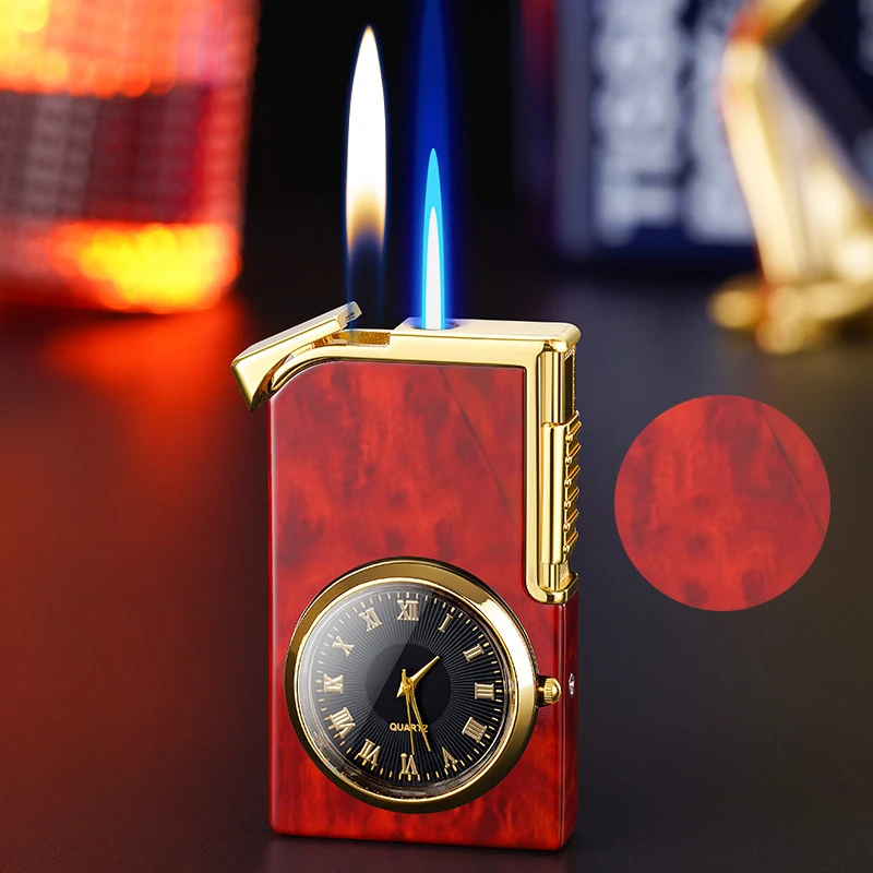 Creative Watch Dual Fire Lighter Customized logo Clock Open Flame Torch 2 in 1lighter