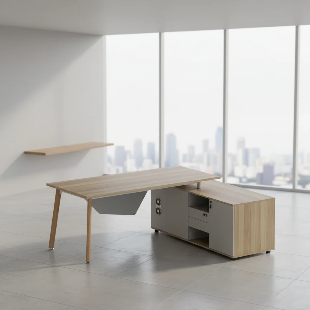 Manager Office Desk Storage Compartment Aluminum Legs Modern Durable Computer Work Surface 3
