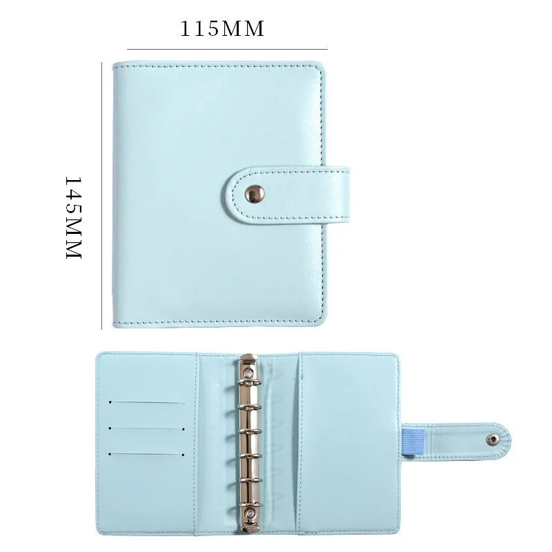 6-кольцо Macaron с отрывными листами A7 связующего Чехол-кошелек из искусственной кожи