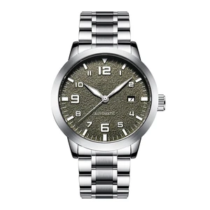 OEM Brand Stainless Steel Automatic Mechanical Watches Retro Luminous Waterproof Calendar Alloy Case Men's Watch