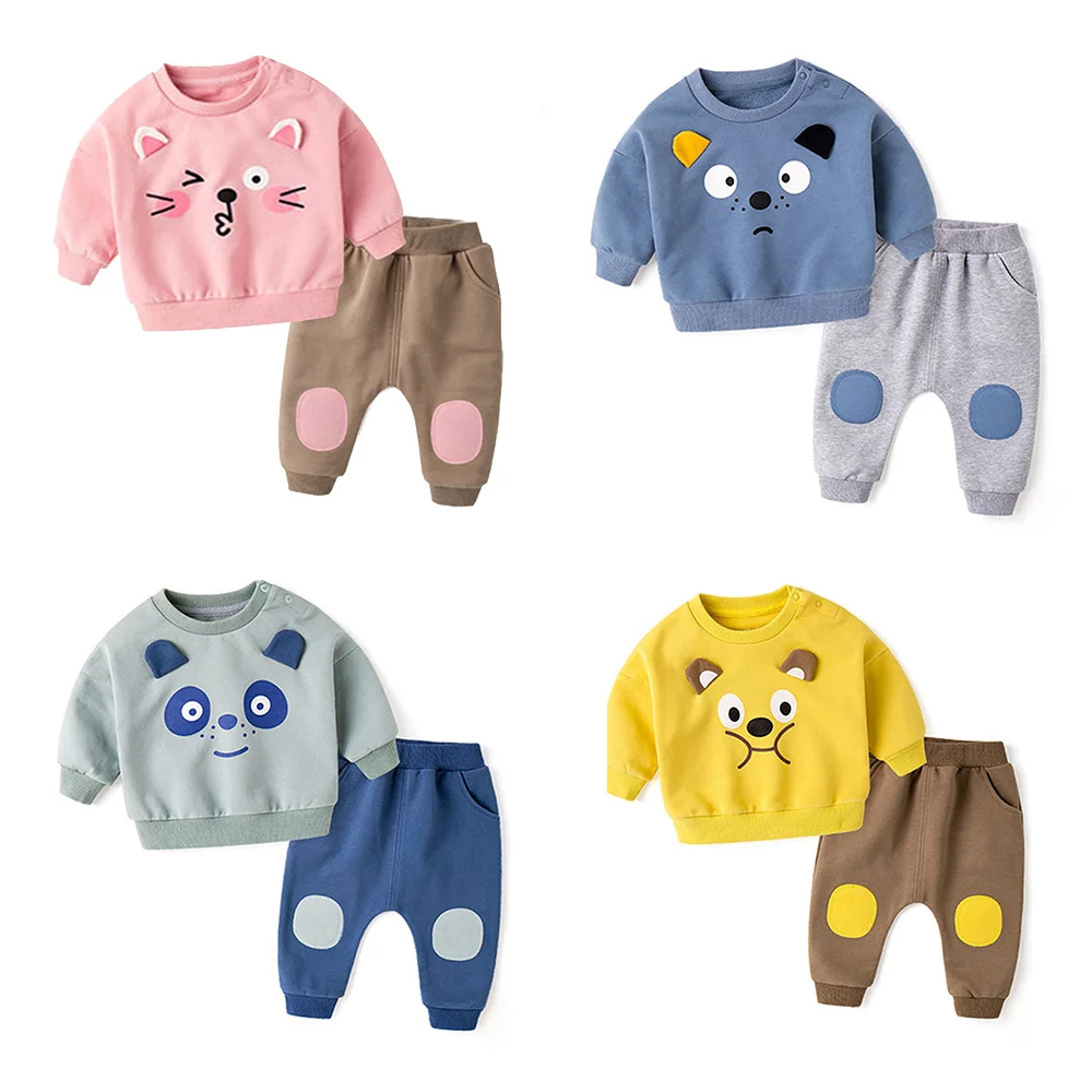 Bebe Recien Nacido Nina Nino Ropa De 1 A 3 Anos De Dibujos Animados De Otono De Algodon De Impresion Sudadera Pantalones 2 Piezas Conjunto De Ropa Nino Trajes Buy