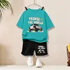 Jeep#T-shirt corta blu lago + shorts neri