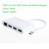 White Type C to Gigabit and USB 3.0*3