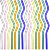 Ensemble de pailles en verre ondulées et colorées