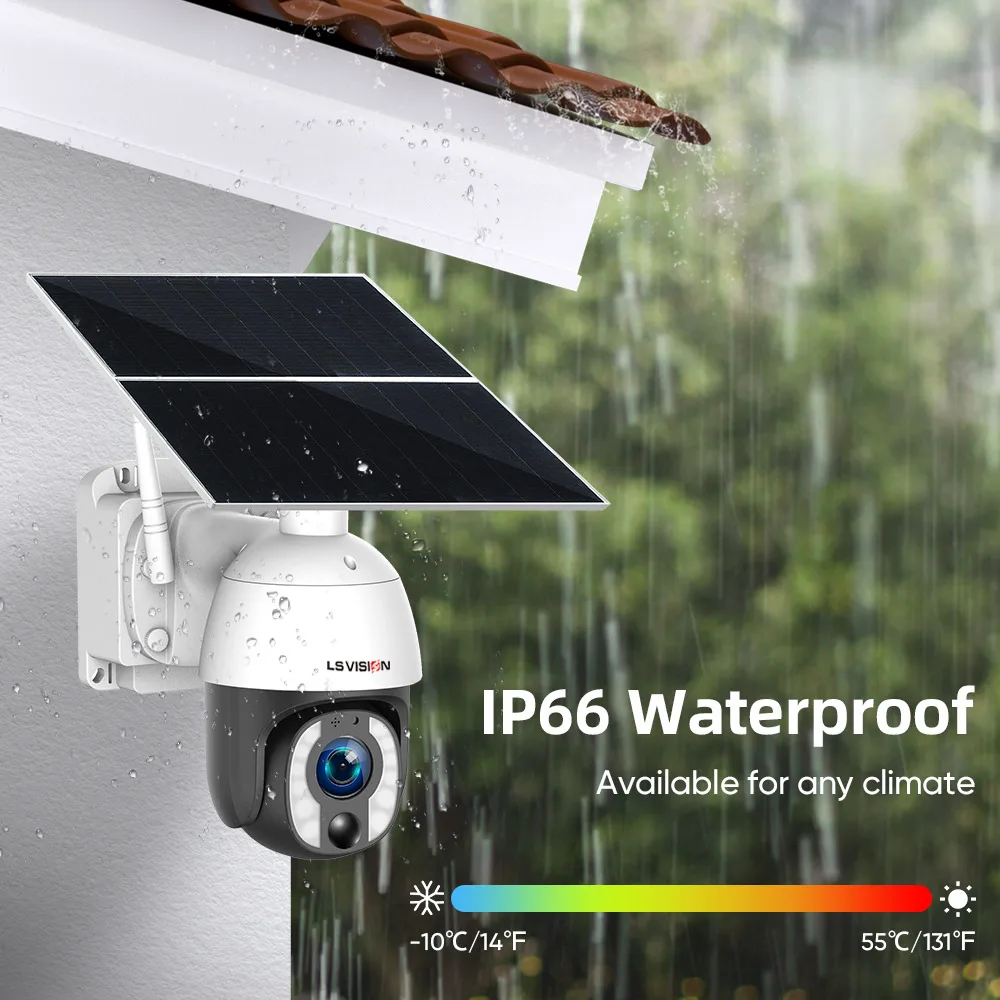 LS VISION 2024 New Arrival 20W Solar Outdoor Security Camera with 4G Version 5MP Video Recording IP Network