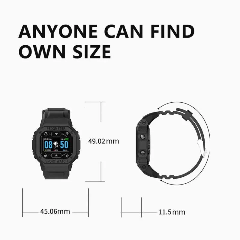 FD69S Hryfine App Smart Watch Fitness Tracker Heart Rate Monitor