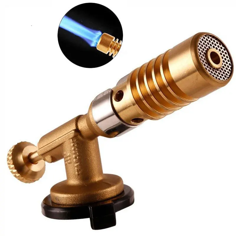 Portable Gas Torch Flame Gun Blowtorch Copper Flame Butane Gas-Burner Lighter Heating Welding for Outdoor Camping BBQ Spray Gun