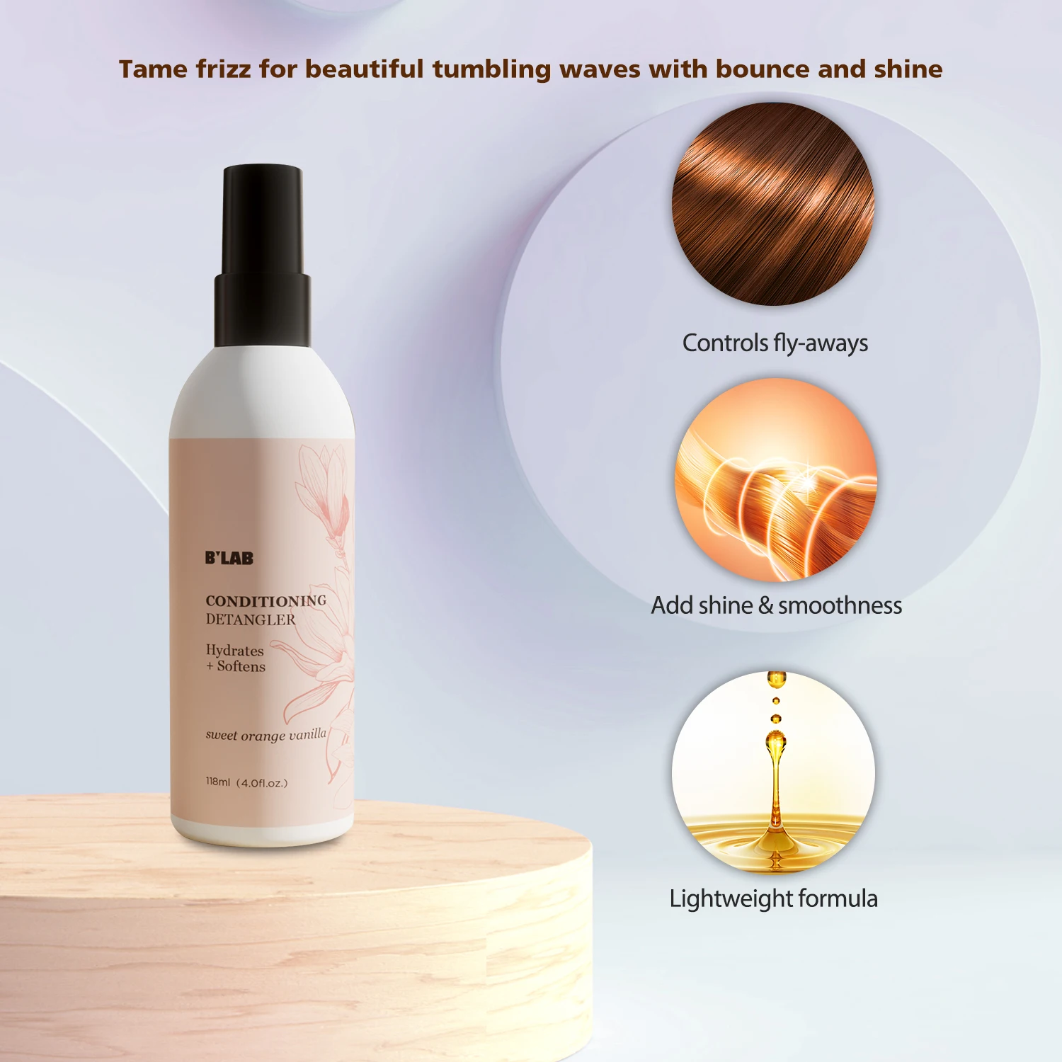 Pravite Label Detangle Spray For Natural Curly Hair Organic Non Alcohol