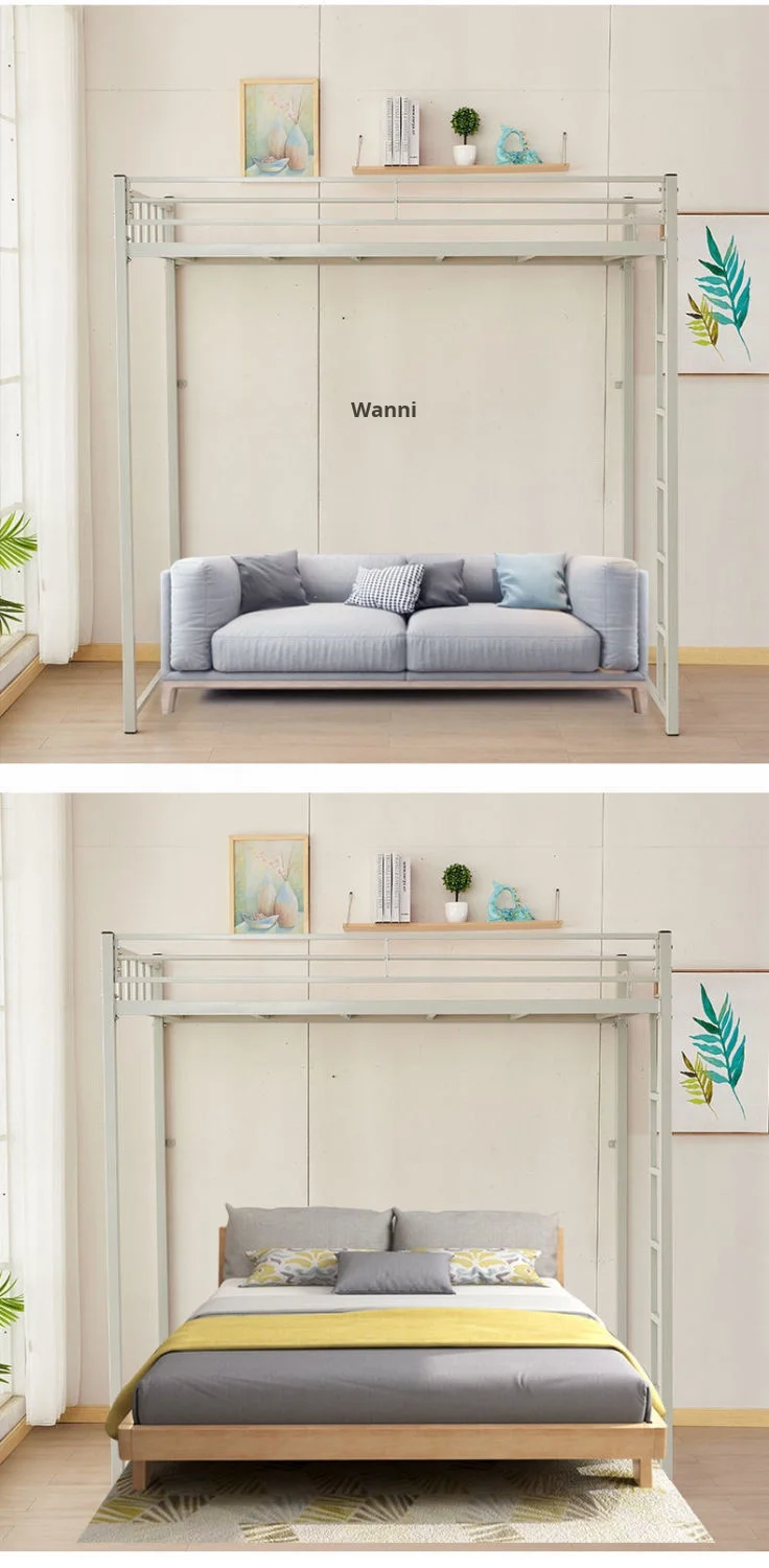 product college student apartment bed iron frame dormitory compliant bed table combination for small households lofts for school use-7