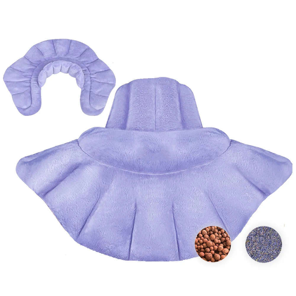 private label relieve fatigue therapy flaxseed clay beads microwave plush neck warp heating pad for shoulder