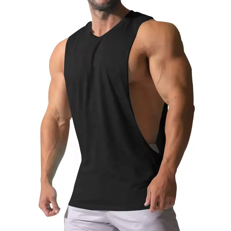 JL2422A Screen Printing Gym Tank Top Men Polyester Quick Dry Extreme Dropped Armhole Tank Top for Men