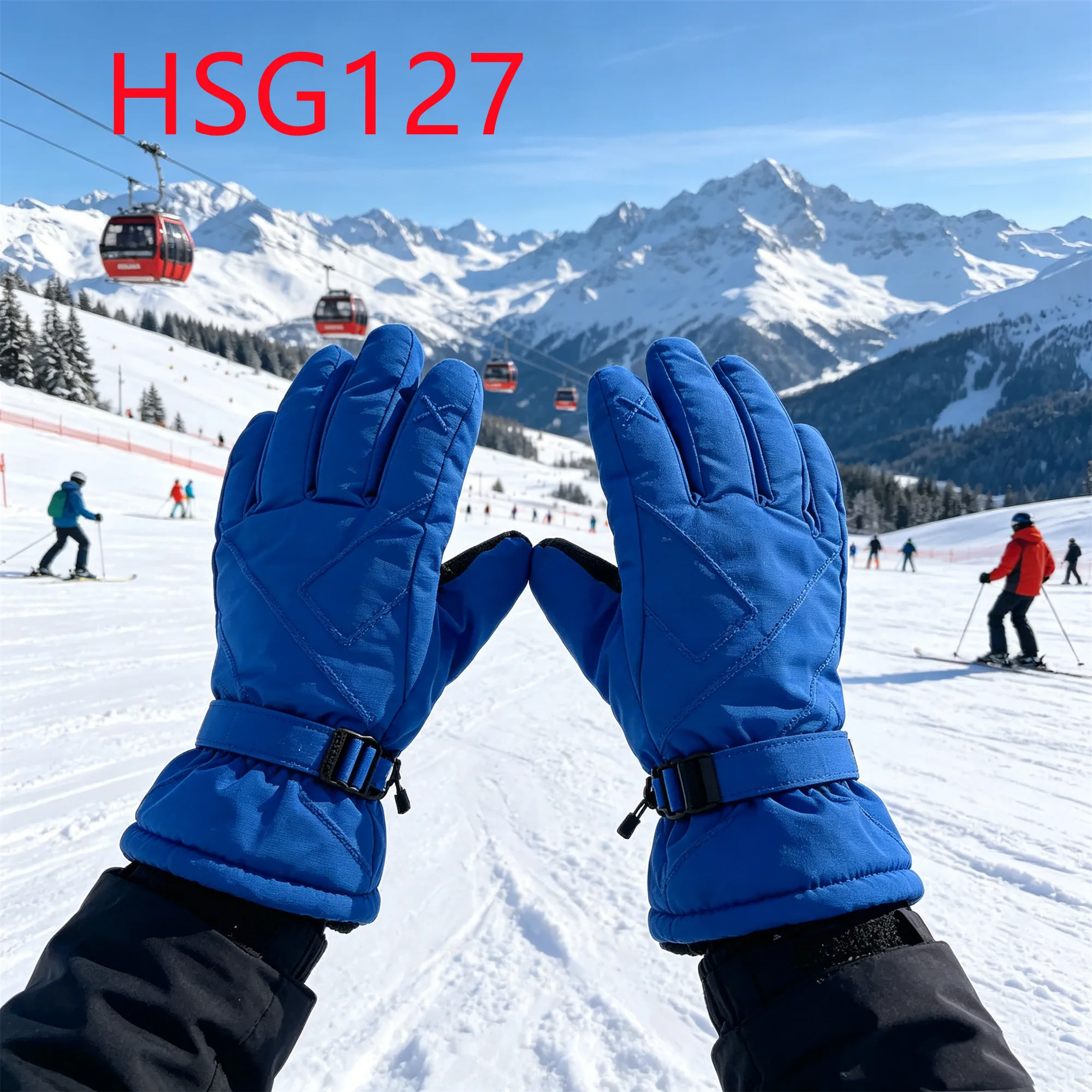HY,Cold Plateau Double Thicken Keep Warm Gloves with Wrist Guard Five-finger Touchscreen Adult/toddler Ski Gloves HSG126